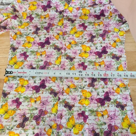 OSCAR PARIS Couture Designer Men's Tailor Fit Shirt Size Med Floral Butterfly - Picture 7 of 12